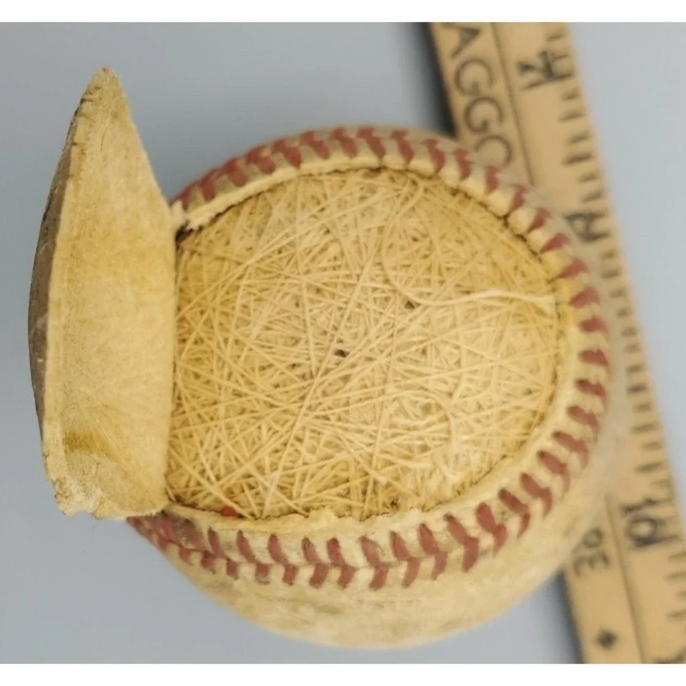 Vintage‎ Rawlings All Leather Baseball For Crafting, Damaged, Official League